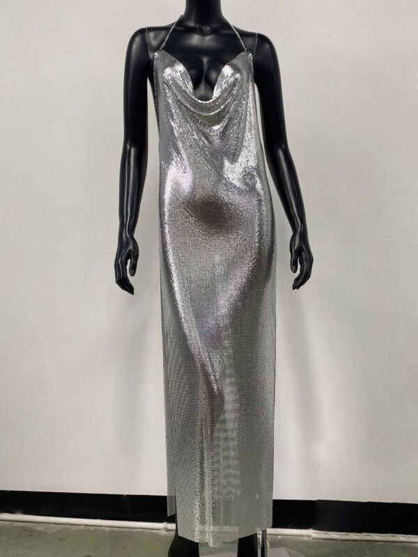 silver sparkly prom dress