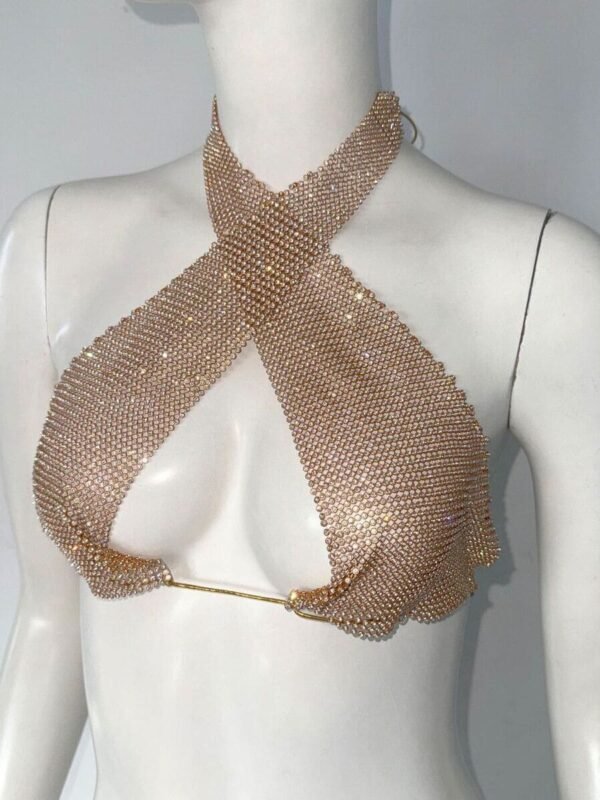 sparkly chainmail gold halter top 2 sparkly chainmail gold halter top