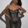 black sparkly mesh mini dress