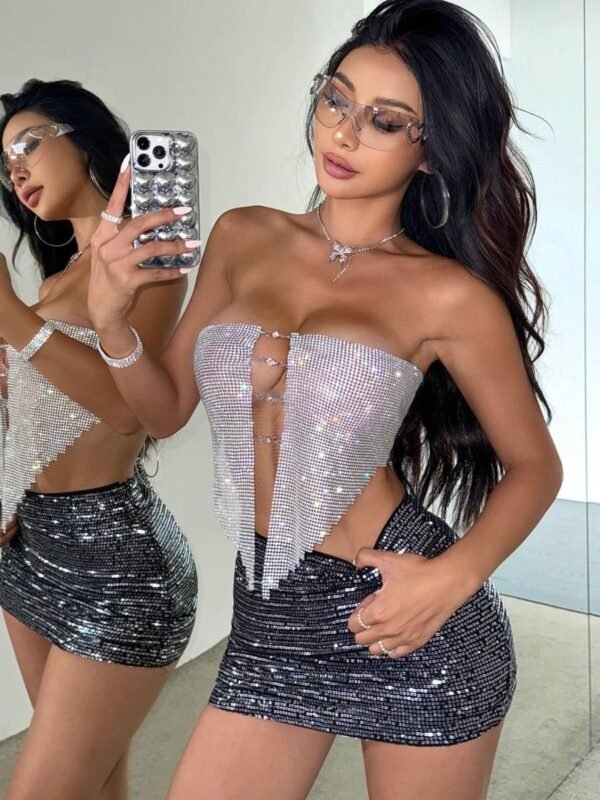 silver rhinestone strapless top 1 silver rhinestone strapless top