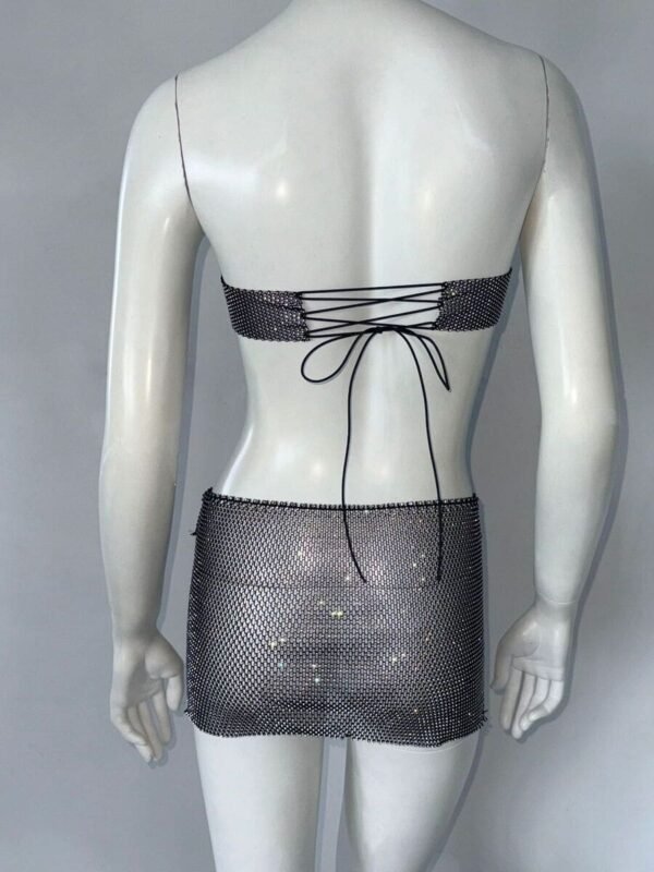 strapless rhinestone mesh dress