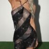 black sparkly fringe dress