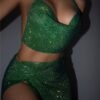 green sequins two piece set 2 pink sequins two piece set