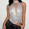 rhinestone silver halter top 5 rhinestone silver halter top