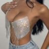 sparkly metallic silver halter top