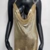 sexy halter chainmail mini dress gold