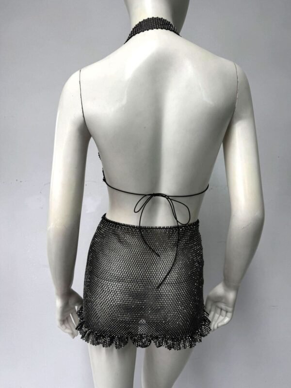 sheer mesh rhinestone mini dress​