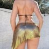 gold metallic chainmail mini skirt