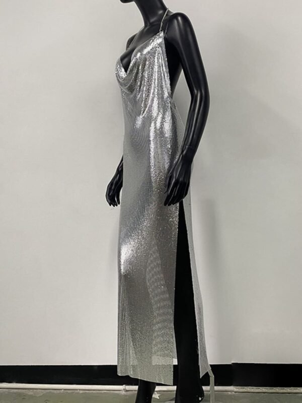 silver sparkly prom dress