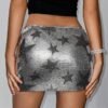 Craft: Rhinestone embellished2 silver metallic chainmail mini skirt