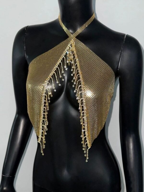 sexy metallic gold halter top