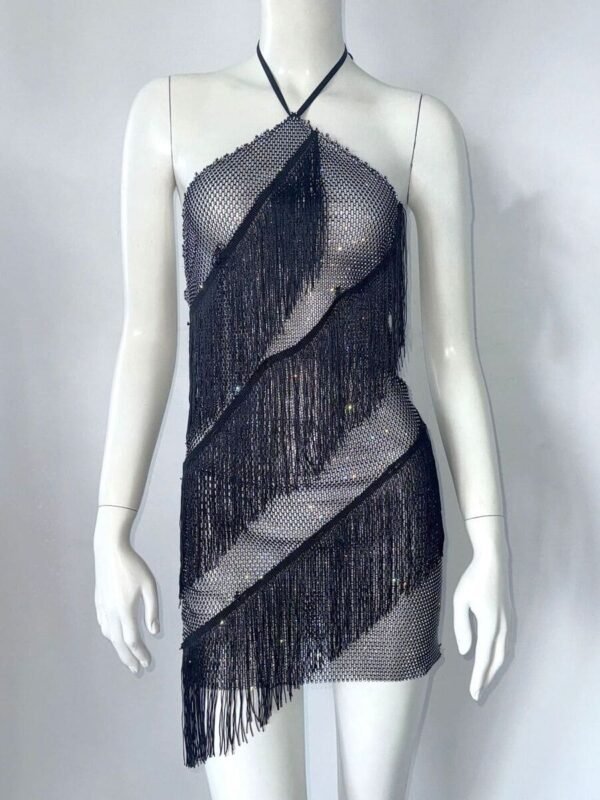 black sparkly fringe dress