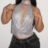 rhinestone silver halter top 4 rhinestone silver halter top