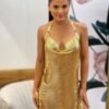 gold halter chainmail mini dress gold halter chainmail mini dress