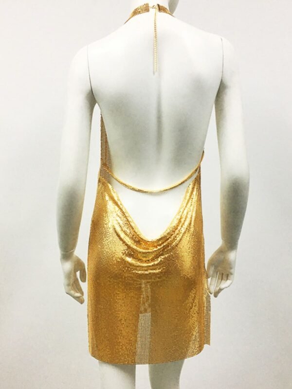 gold Sequins chainmail mini dress