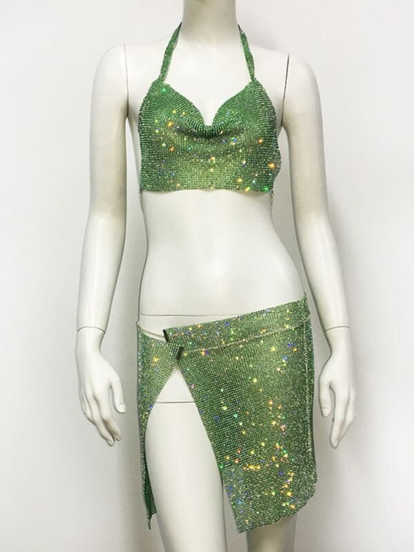 green sequins two piece set 1 pink sequins two piece set