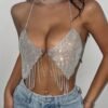 sparkly metallic silver halter top