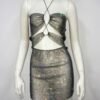 black fishnet rhinestone mini dress