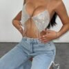 sparkly metallic silver halter top