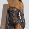 black mesh mini dress strapless​