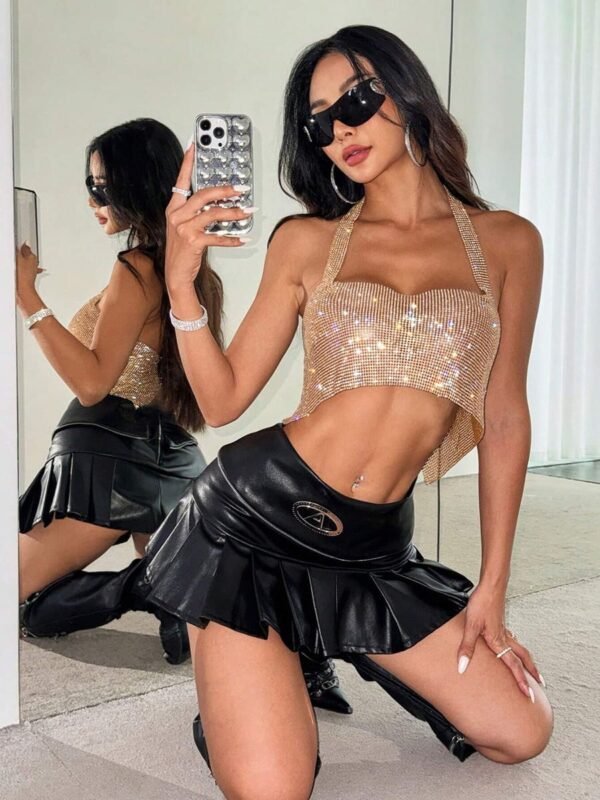 gold metallic crop top