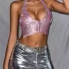 rhinestone pink halter top