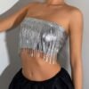 fringe sequin halter top