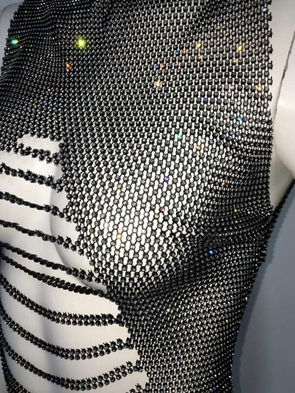 see through tank top with rhinestones