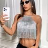 silver fringe crop top silver fringe crop top