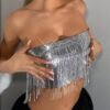 fringe sequin halter top