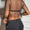 black see through crop top