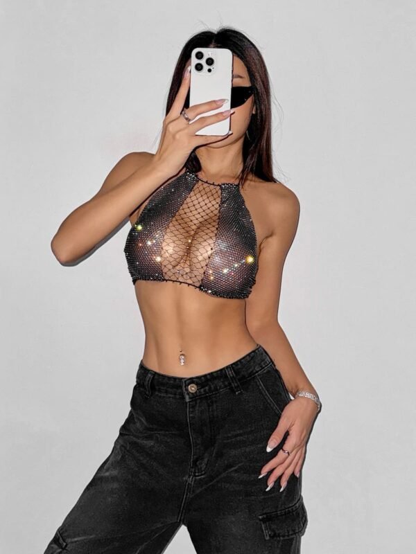 see through fishnet crop top