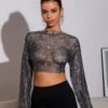 fishnet crop top long sleeve