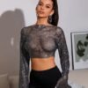 fishnet crop top long sleeve
