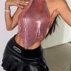 metallic pink halter top4 metallic pink halter top