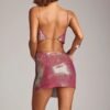 hot pink metallic two piece set
