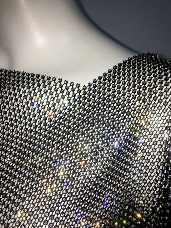 black rhinestone fishnet crop top
