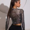 black fishnet crop top long sleeve