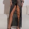 black mesh skirt with rhinestones