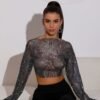 fishnet crop top long sleeve
