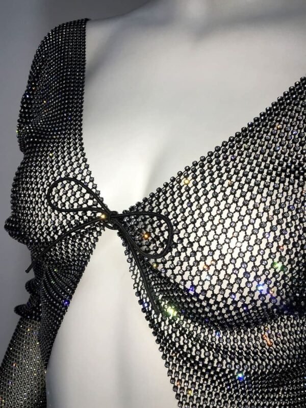 black fishnet crop top long sleeve