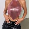 metallic pink halter top2 metallic pink halter top