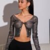 black fishnet crop top long sleeve