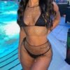 see through fishnet rhinestone piece set