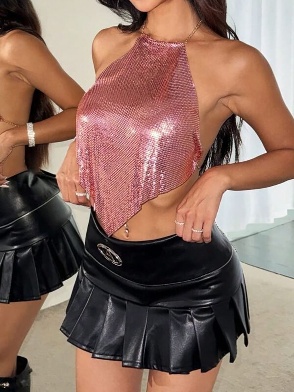 metallic pink halter top5 metallic pink halter top
