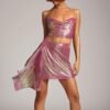 hot pink metallic two piece set