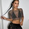 fishnet see through crop top