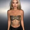 leopard chainmail crop top