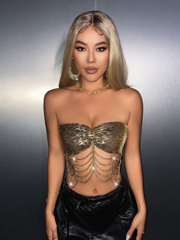 leopard chainmail crop top