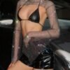 see through fishnet crop top long sleeve